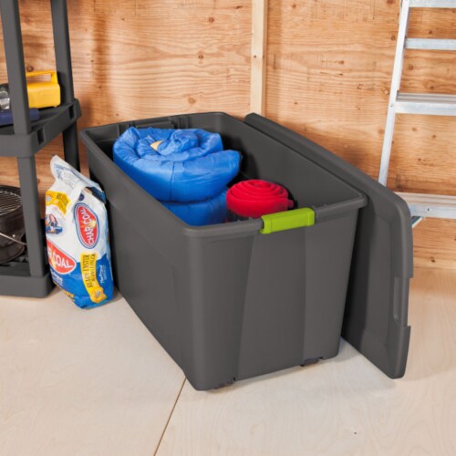 Sterilite Large 45 Gal Wheeled Latching Storage Tote Boxes, Gray