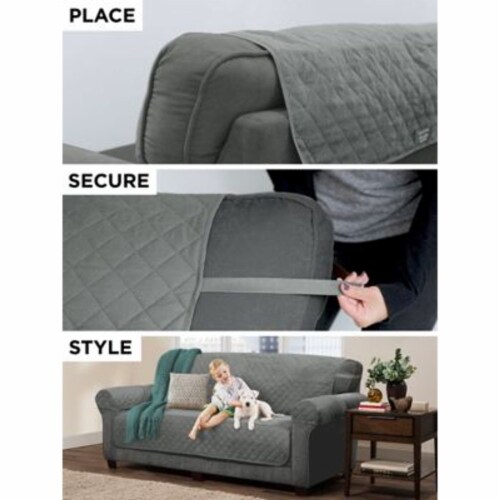 Smart Fit 3-Piece Reversible Suede Sofa Cover in suede 