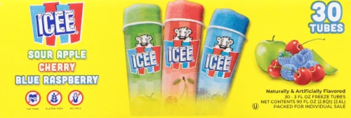Icee® Cherry Sour Apple and Blue Raspberry Ice Pops Perspective: bottom
