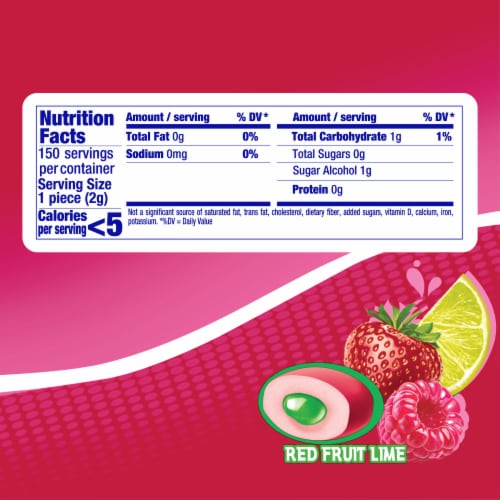 Mentos Sugar Free Red Fruit Lime Flavored Chewing Gum Perspective: bottom