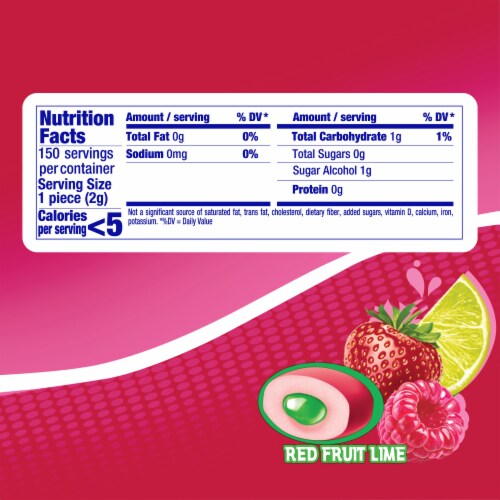 Mentos Sugar Free Red Fruit Lime Flavored Chewing Gum Perspective: bottom