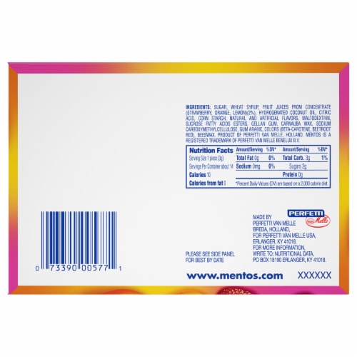 Mentos Mixed Fruit Chewy Mints Perspective: bottom
