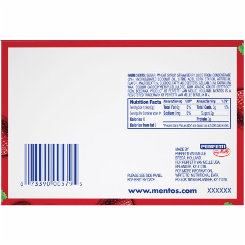 Mentos Strawberry Chewy Mints Perspective: bottom