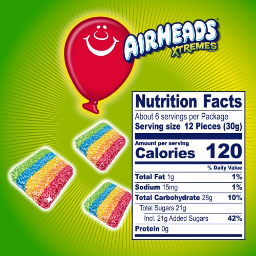 Airheads Xtremes Bites Sweetly Sour Rainbow Berry Flavored Candy Perspective: bottom
