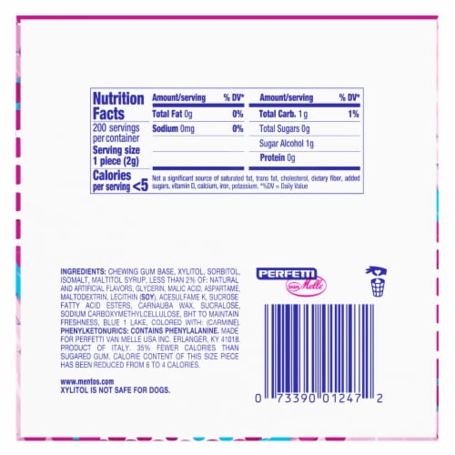 Mentos Bubble Fresh Cotton Candy Sugar-Free Gum Perspective: bottom