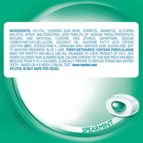 Mentos Pure Fresh Sugar-Free Spearmint Flavor Chewing Gum Perspective: bottom