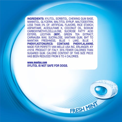 Mentos Pure Fresh Sugar Free Fresh Mint Chewing Gum Perspective: bottom