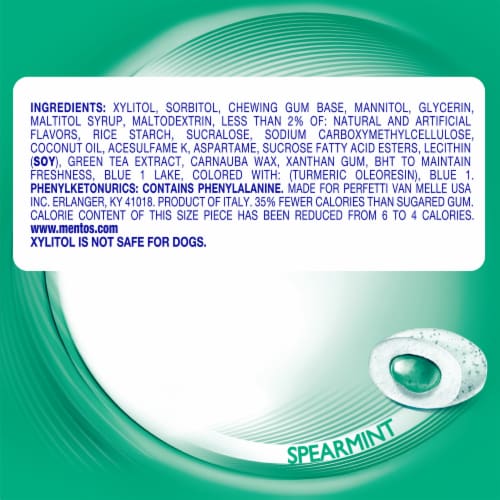 Mentos Pure Fresh Sugar Free Spearmint Flavored Chewing Gum Perspective: bottom