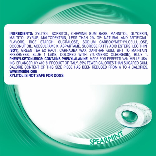 Mentos Pure Fresh Sugar Free Spearmint Flavored Chewing Gum Perspective: bottom