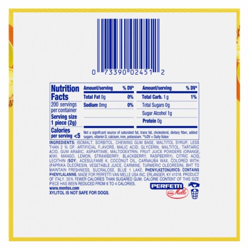 Mentos Red Fruit Lime Tropical Sugar-Free Gum Perspective: bottom