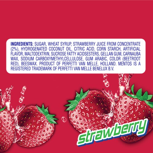 Mentos Chewy Strawberry Mint Candy Roll Perspective: bottom