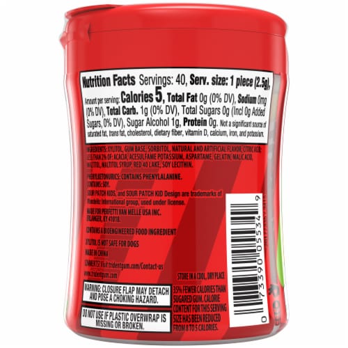Trident Vibes Sour Patch Kids® Redberry Sugar Free Gum Perspective: bottom