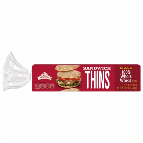 Brownberry 100% Whole Wheat Sandwich Thins Rolls Perspective: bottom