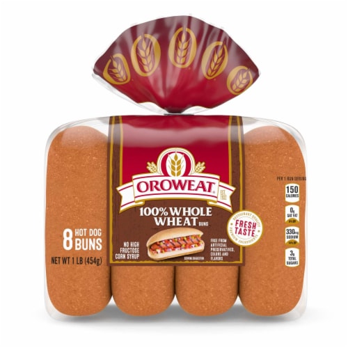 Oroweat® 100% Whole Wheat Hot Dog Buns Perspective: bottom