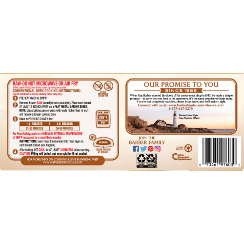 Barber Foods® Breaded Raw Stuffed Chicken Cordon Bleu Perspective: bottom