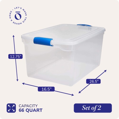 Homz 66 Qt Multipurpose Stackable Storage Bin with Latching Lids, Clear (2  Pack), 1 Piece - QFC