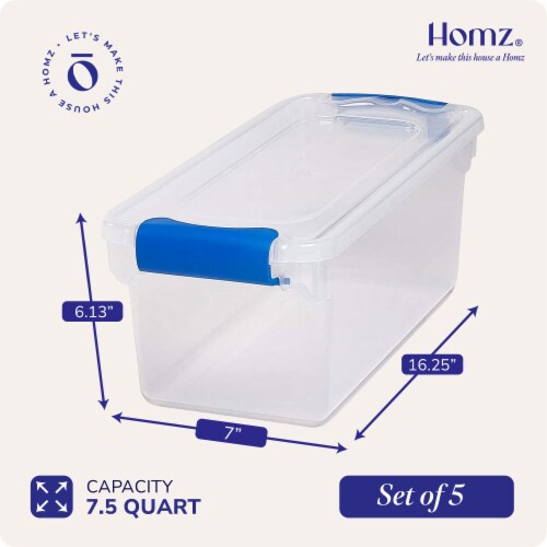 Homz 18 gal. Stackable Plastic Storage Tote Container with Snap-On Lid (8-Pack)