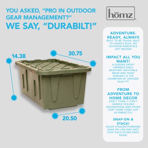 Homz Durabilt Heavy Duty 27 Gallon Plastic Organizer Storage Bin Tote (2 Pack)