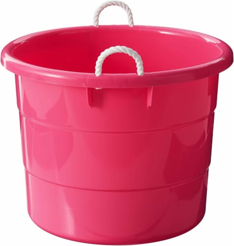 HOMZ Plastic 18 Gal. Utility Bucket Tub Container with Rope Handles, Pink  (4-Pack) 2 x 0402PKDC.02 - The Home Depot