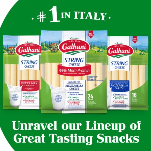 Galbani Mozzarella String Cheese Reduced Fat with Protein, 12 Oz Perspective: bottom