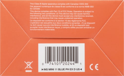 Fujifilm Instax Mini 11 Blue Camera Perspective: bottom