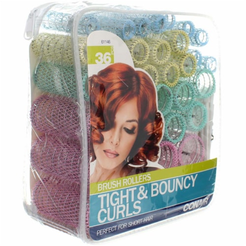 Conair Brush Rollers Tight Bouncy Curls Brush Hair Rollers Short Assorted Colors 36 Ct 1 Fred Meyer