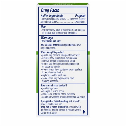 Visine Itchy Eye Relief for itchy, red, watery eyes Eye Drops Zinc Sulfate & Tetrahydrozoline HCl Perspective: bottom