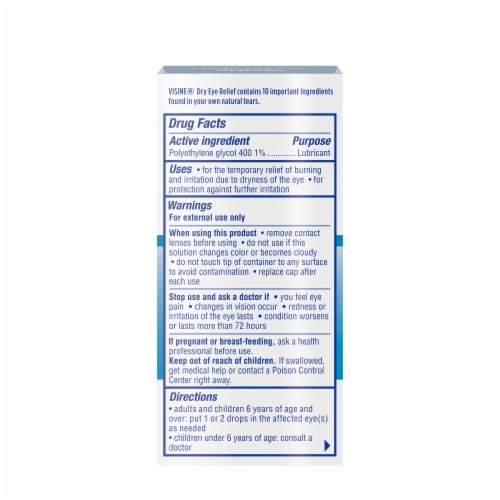 Visine Dry Eye Relief Lubricant Eye Drops Perspective: bottom