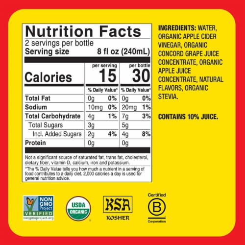 Bragg® Organic Concord Grape and Hibiscus Apple Cider Vinegar Prebiotic Refresher Perspective: bottom