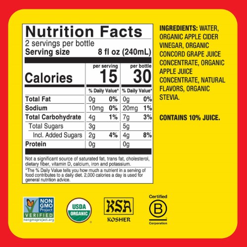 Bragg® Organic Concord Grape and Hibiscus Apple Cider Vinegar Prebiotic Refresher Perspective: bottom
