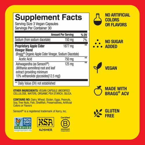 Bragg® Apple Cider Vinegar Ashwagandha Daily Balance Supplement Capsules Perspective: bottom