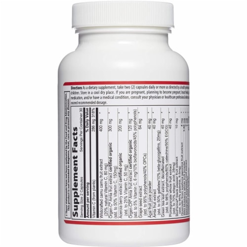Vibrant Health Plant-Based Vitamin C - 60 Vegetable Capsules Perspective: bottom