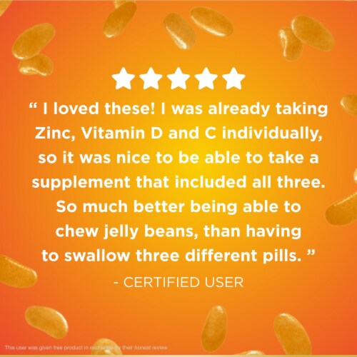 Nature's Bounty Vitamin C, D, & Zinc for Immune Support Jelly Beans, Orange Perspective: bottom