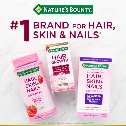 Nature’s Bounty Optimal Solutions Hair Growth Supplement Capsules, Biotin 10,000 mcg Perspective: bottom