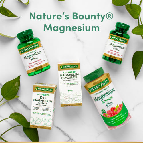 Nature's Bounty High Absorption Magnesium Glycinate Supplements, 240mg, Supports Muscle Relaxation Perspective: bottom
