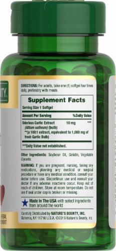 Nature’s Bounty Garlic 1000 mg Heart Health Support Softgels Perspective: bottom