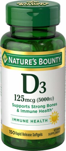 Nature's Bounty® D3 Softgels 125mcg Perspective: bottom