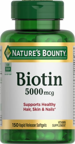 Nature's Bounty® Biotin Softgels 5000mcg Perspective: bottom