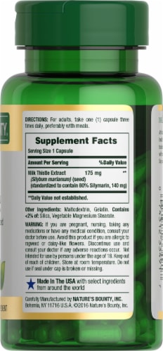 Nature's Bounty Milk Thistle 175mg Capsules Perspective: bottom