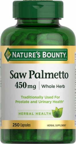 Nature's Bounty Saw Palmetto 450mg Herbal Health Supplement Capsules Perspective: bottom