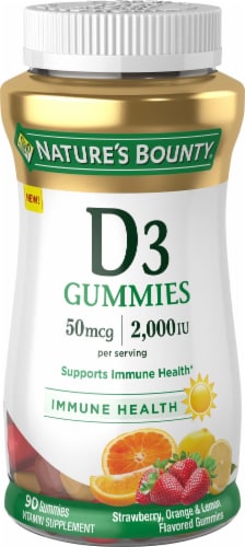 Nature's Bounty Vitamin D3 Bone & Immune Support Gummies, 50 mcg Perspective: bottom