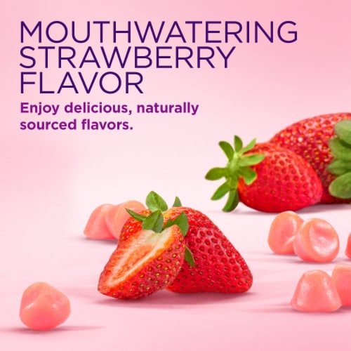 Nature's Bounty Optimal Solutions Hair Skin and Nails Strawberry Gummy Vitamins, Biotin 2500 mcg Perspective: bottom