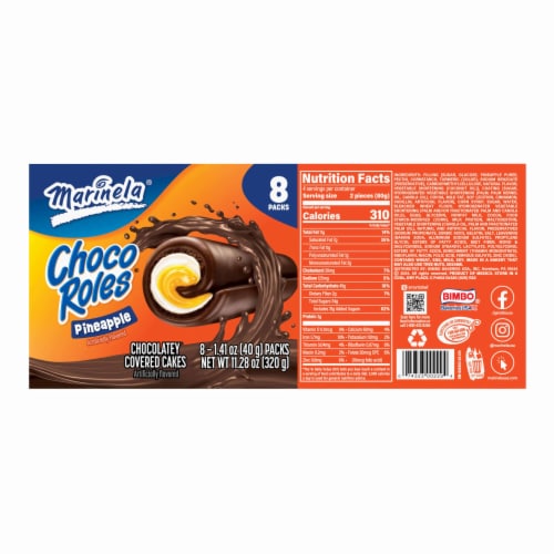 Marinela® Choco Roles® Pineapple Creme Filled Cakes Perspective: bottom