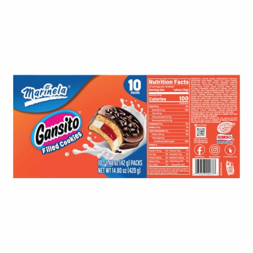Marinela Gansito Strawberry and Crème Filled Cookies Perspective: bottom