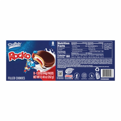 Marinela Rocko Strawberry and Marshmallow Filled Cookies Perspective: bottom