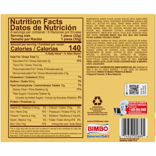 Bimbo® Sunflower Seed Wheat & Oat Bars Perspective: bottom