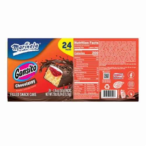 Marinela Gansito Strawberry Chocolate Flavored Covered Filled Snack Cake Perspective: bottom