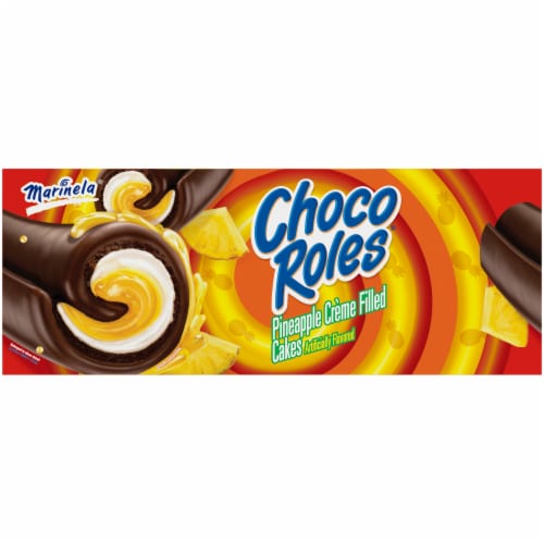 Marinela Choco Roles Pineapple Creme Filled Cakes Perspective: bottom