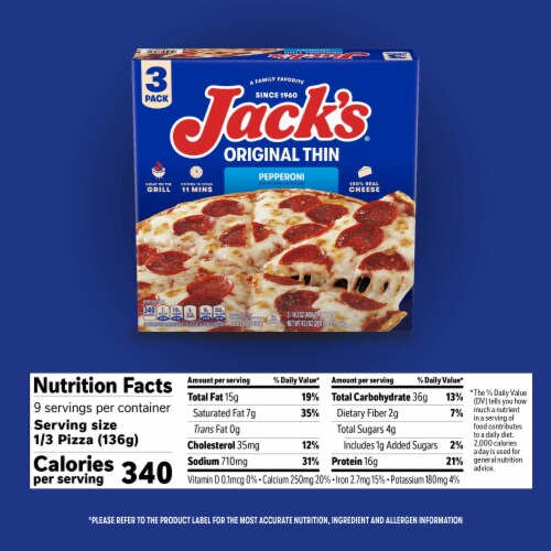  Jack’s Original Thin Pepperoni Pizza Thin Crust Meat Pizza Frozen Perspective: bottom