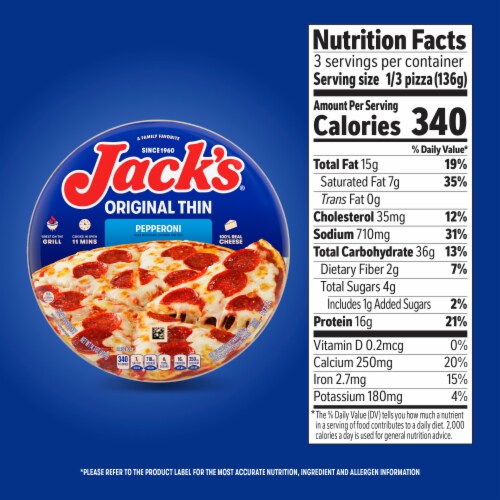 Jack’s Thin Crust Pepperoni Frozen Pizza Easy Dinner Perspective: bottom